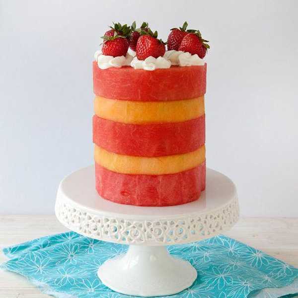 Watermelon-Cantaloupe Dessert Fruit Cake