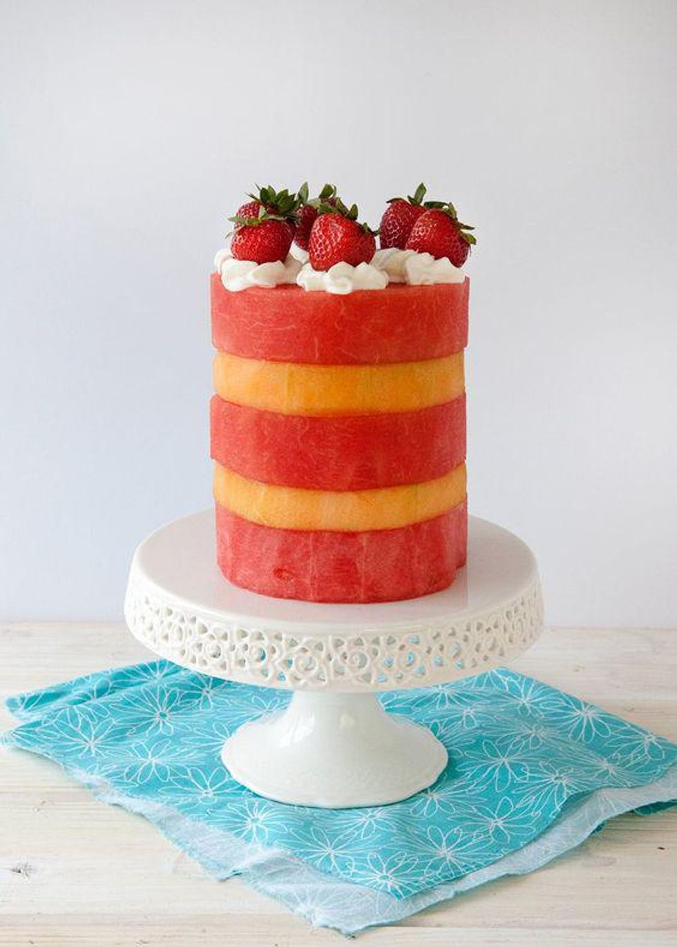 Watermelon-Cantaloupe Dessert Fruit Cake