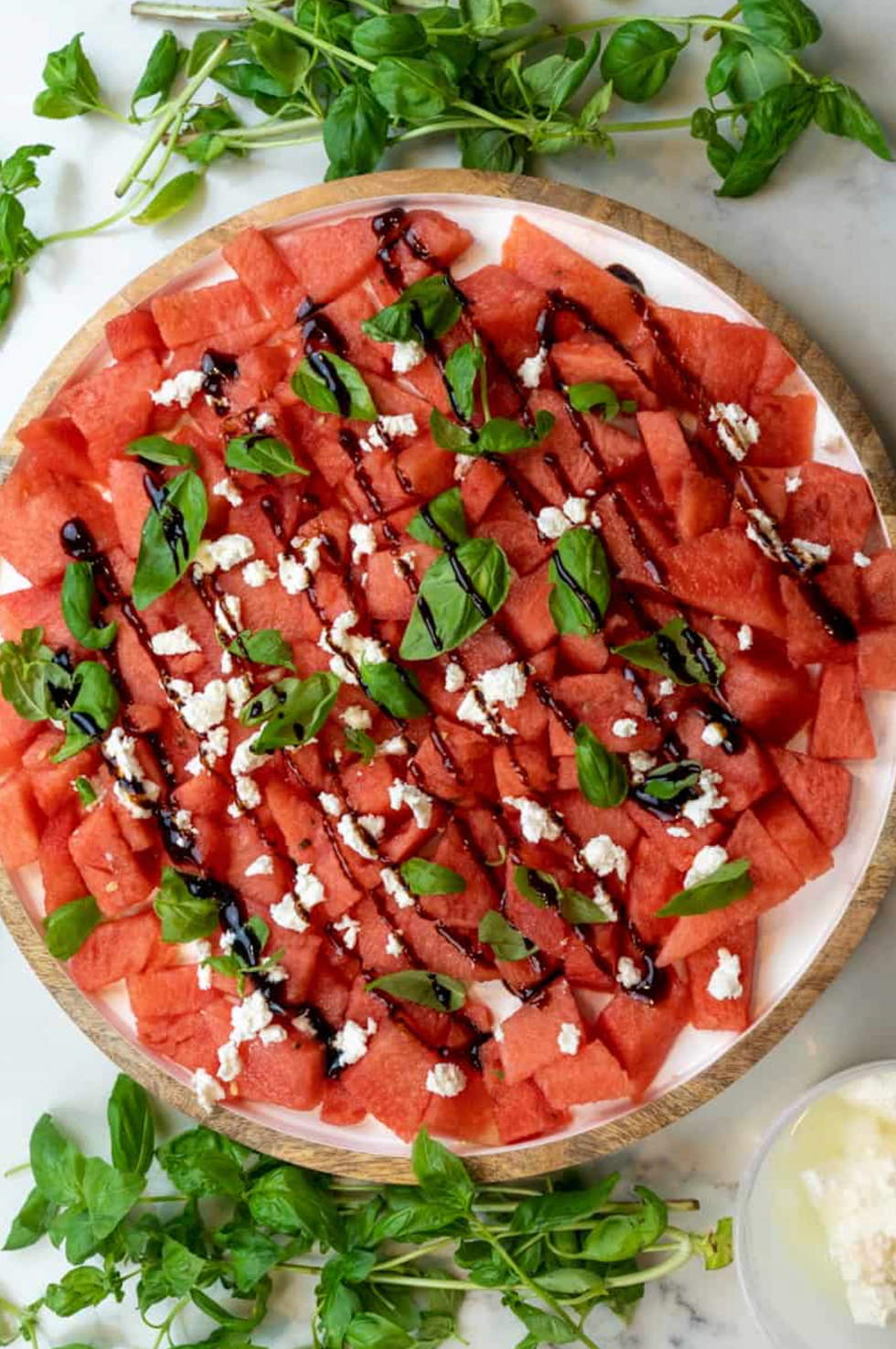 Watermelon Feta Basil Balsamic Salad