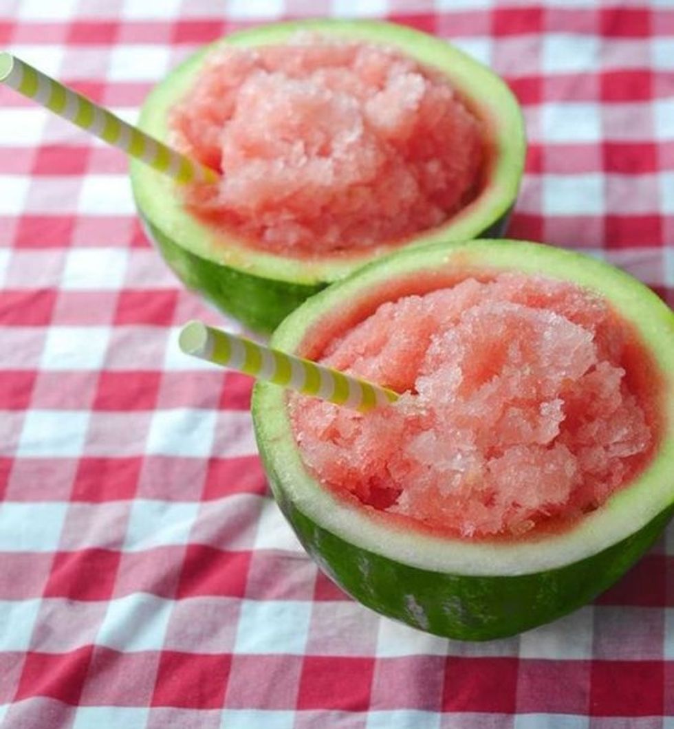 watermelon margarita in a watermelon rind