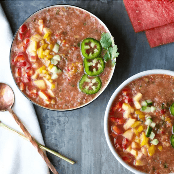 Watermelon-Peach Chilled Soup