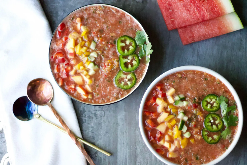 Watermelon-Peach Chilled Soup