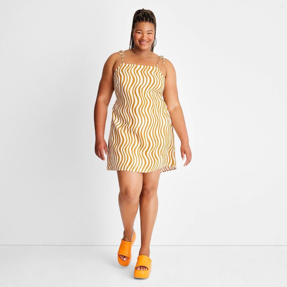 Wave Print Strappy Dress