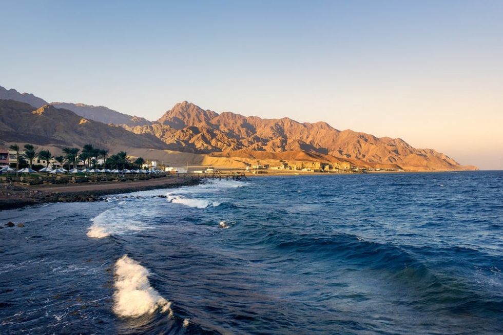 Waves crash on the shore of Aqaba