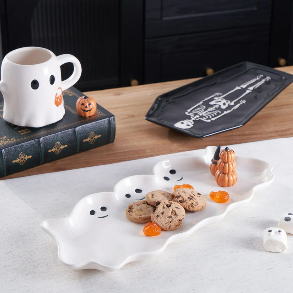 Way To Celebrate Halloween Ceramic Three Ghost Tray