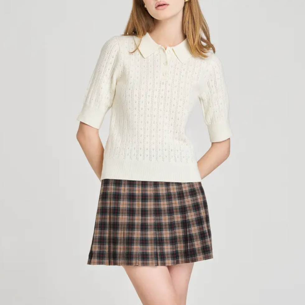 WAYF Darby Plaid Pleated Miniskirt
