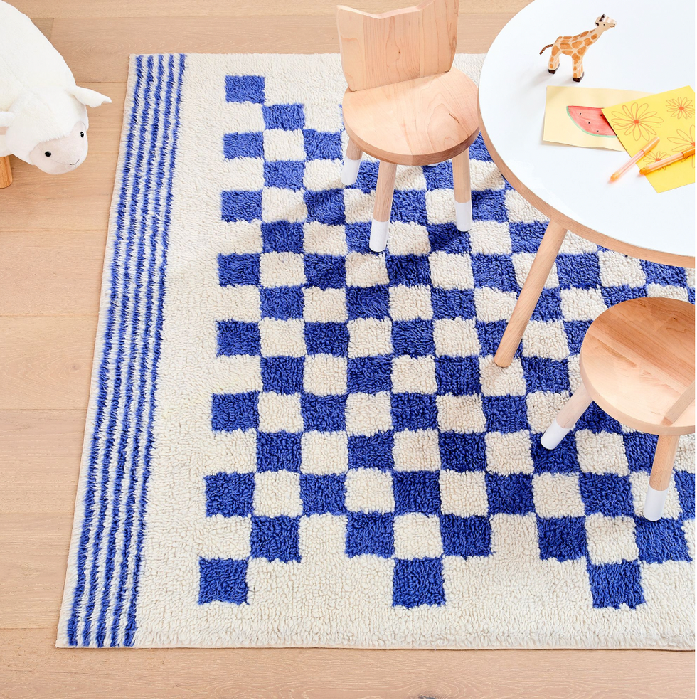 WE Checkered Shag Washable Rug
