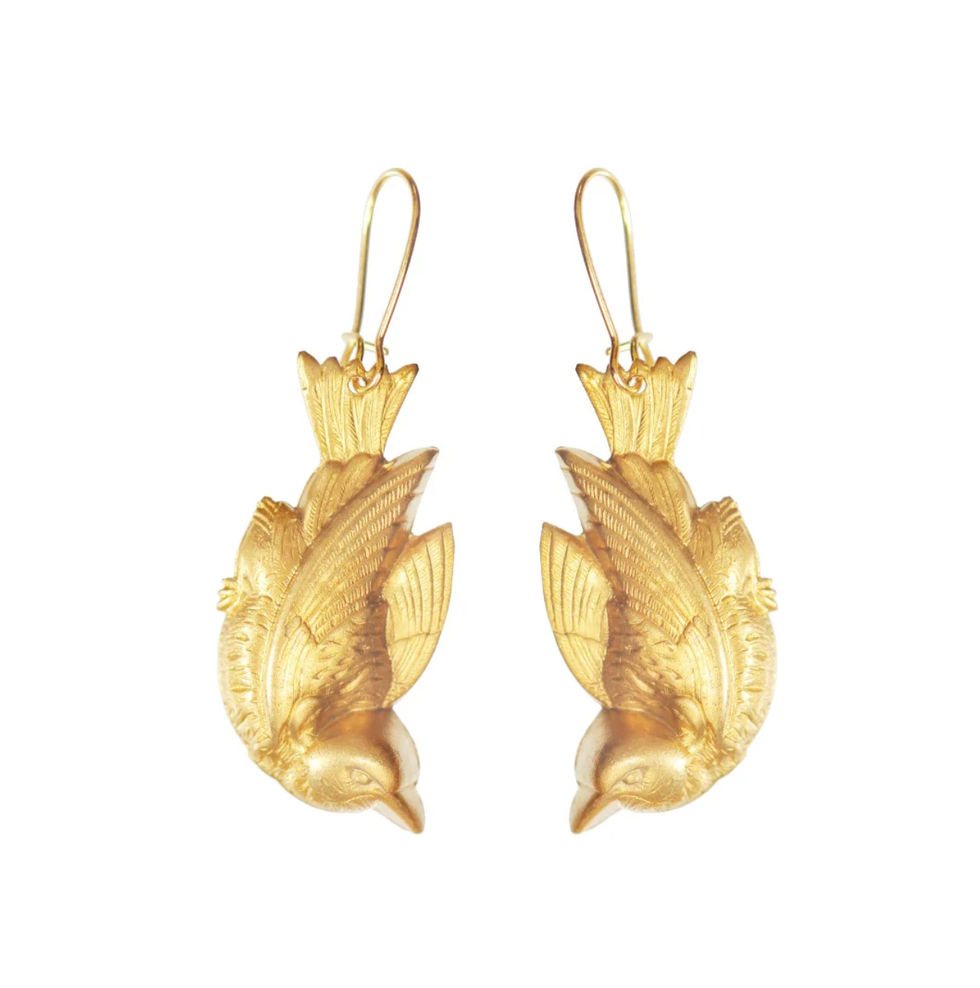 We Dream in Colour Gold Bird Earrings