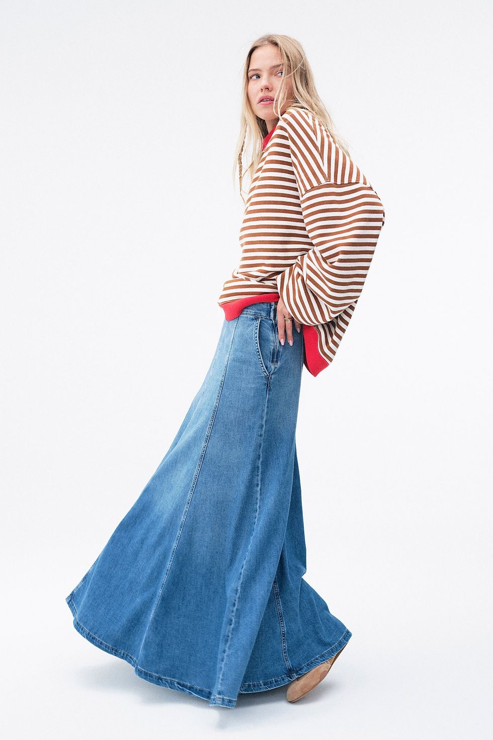 We The Free Catch The Sun Denim Maxi Skirt
