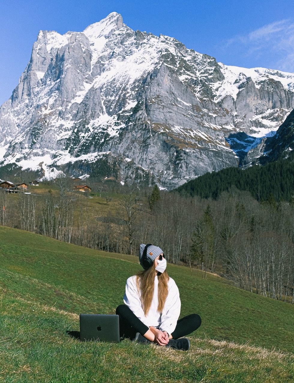 wearing a mask outside in the alps