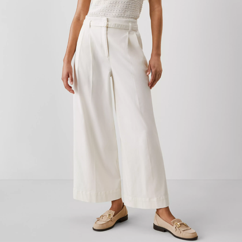 Weekend Collection Belted Wide-Leg Ankle Pant