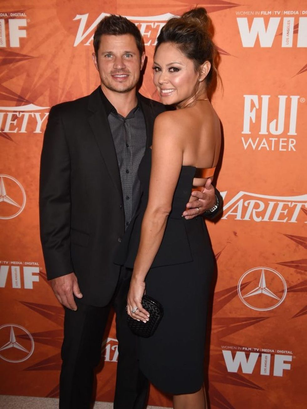 WEST HOLLYWOOD, CA - SEPTEMBER 18: Nick Lachey and Vanessa Lachey arrives at the Variety And Women In Film Annual Pre-Emmy Celebration at Gracias Madre on September 18, 2015 in West Hollywood, California. (Photo by Steve Granitz/WireImage)