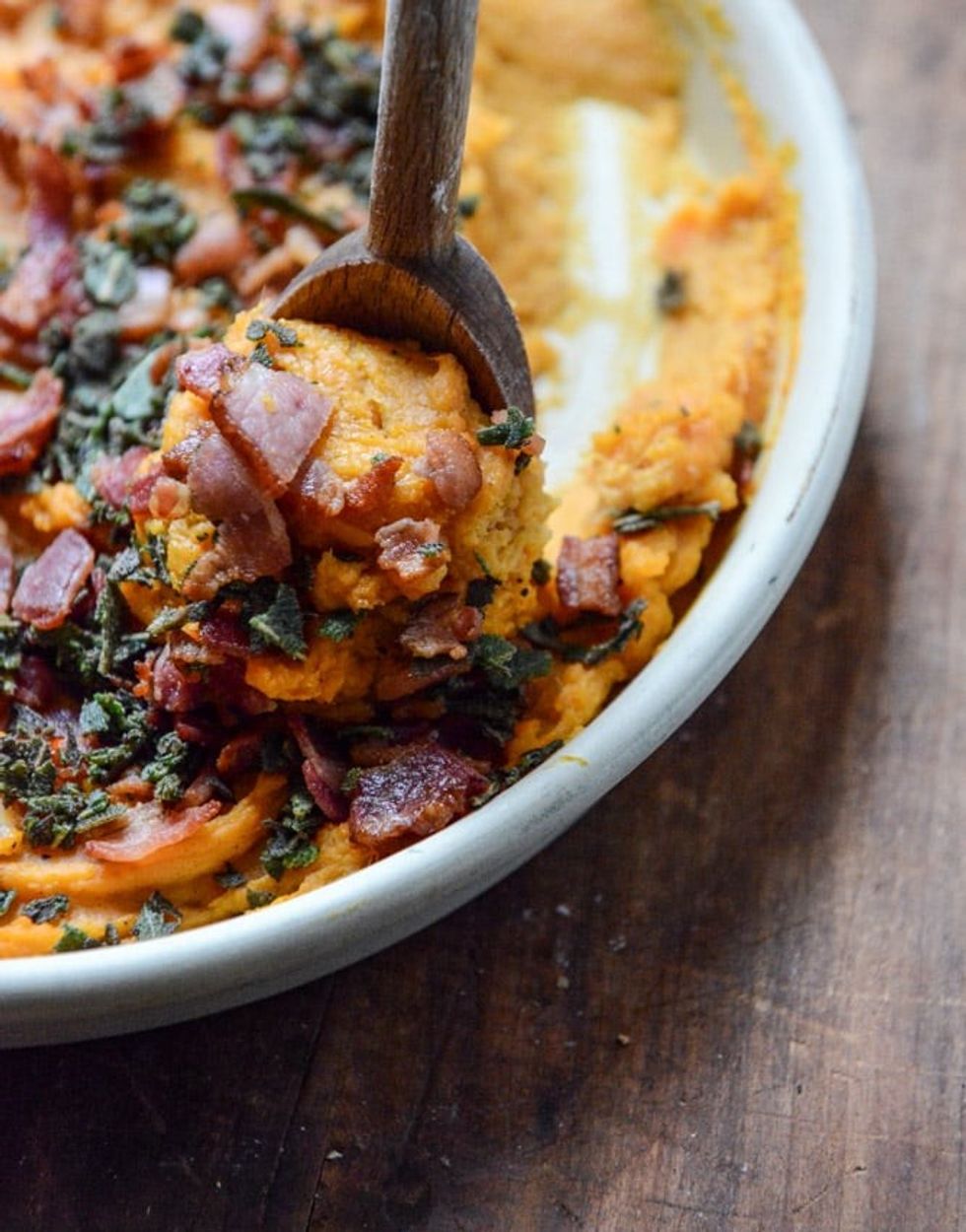 Whipped Bourbon + Bacon Sweet Potatoes