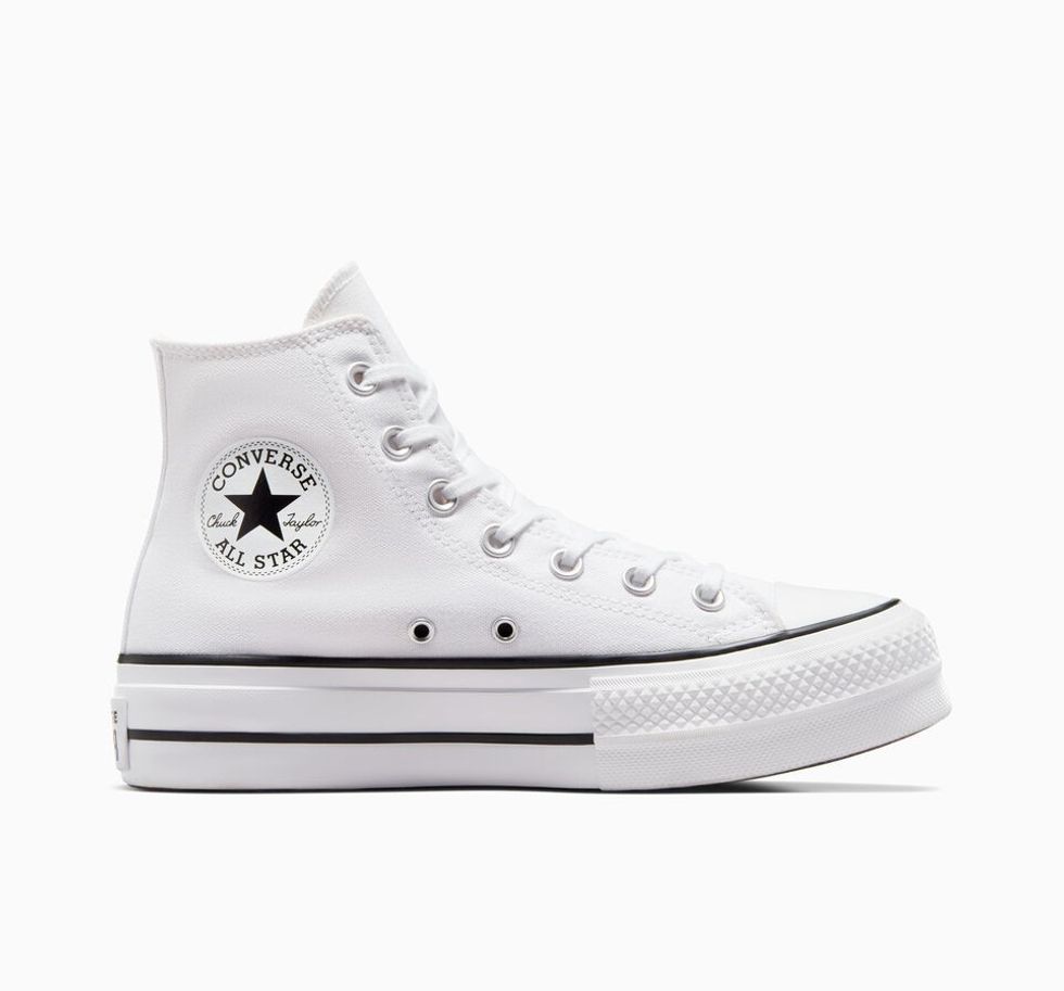 white all-star converse sneakers with platform