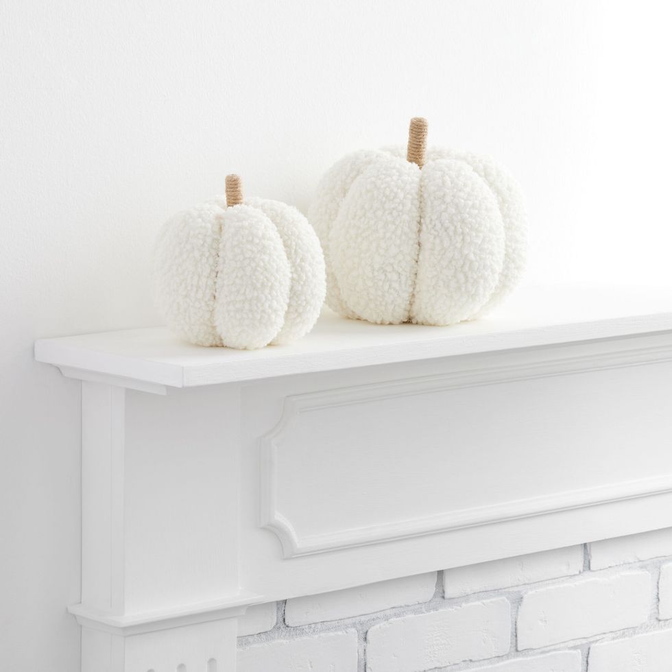White Boucle Fabric Pumpkin Decor