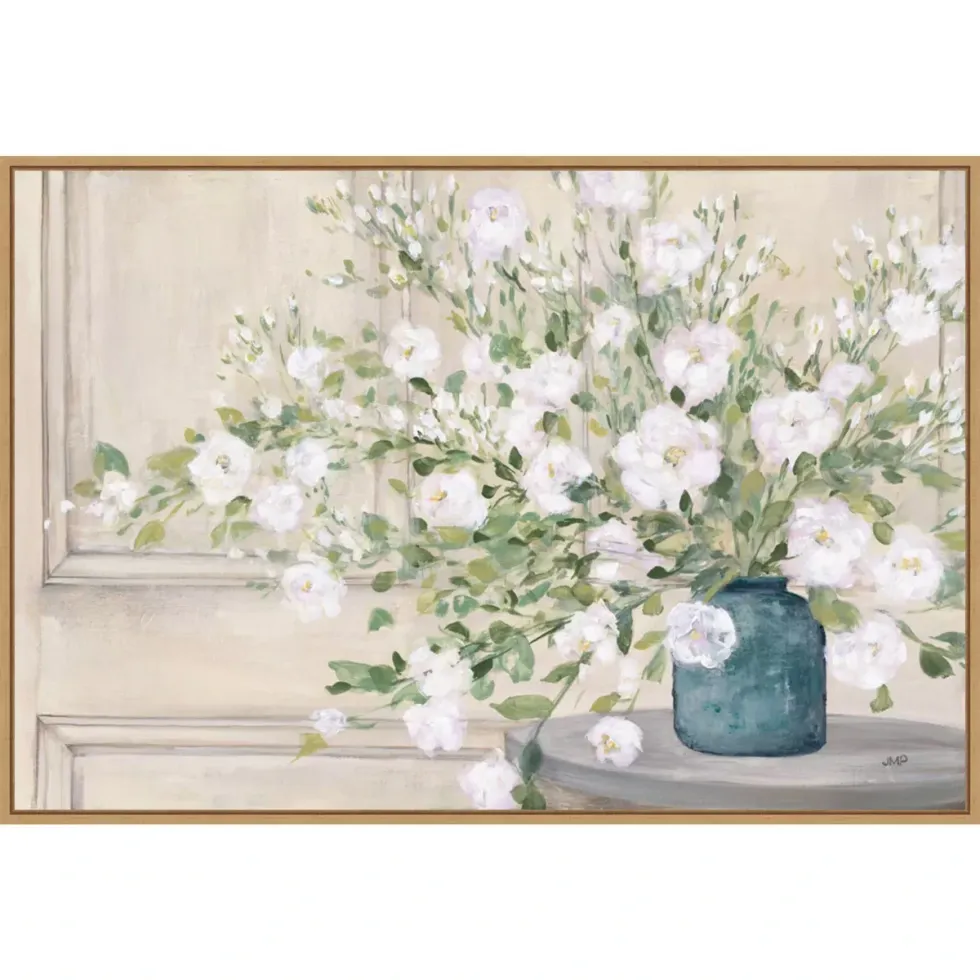 White Bouquet framed canvas art