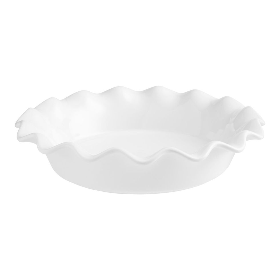 White Ceramic Ruffled Pie Dish