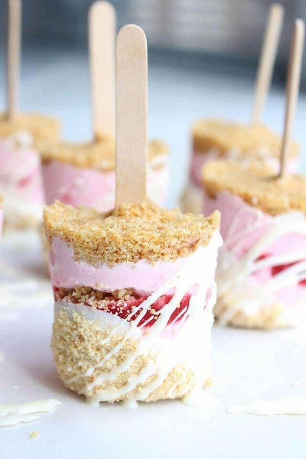 White Chocolate Raspberry Cheesecake Greek Yogurt Popsicles
