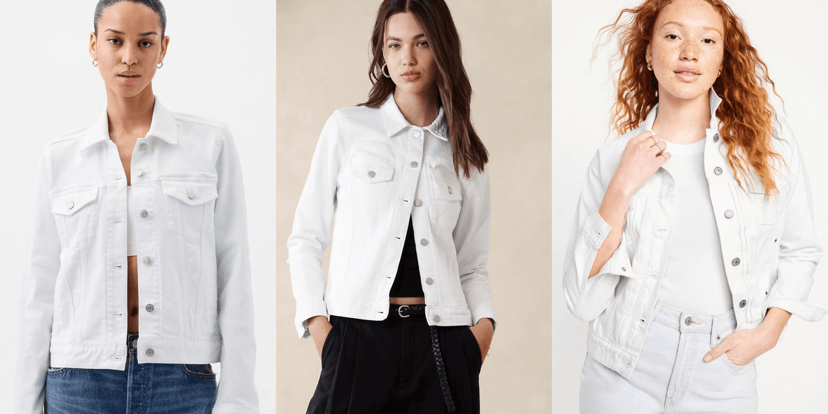 10 Trendy White Denim Jackets To Throw On With Any Outfit - Brit + Co