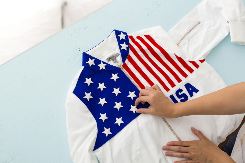 white stars on blue felt