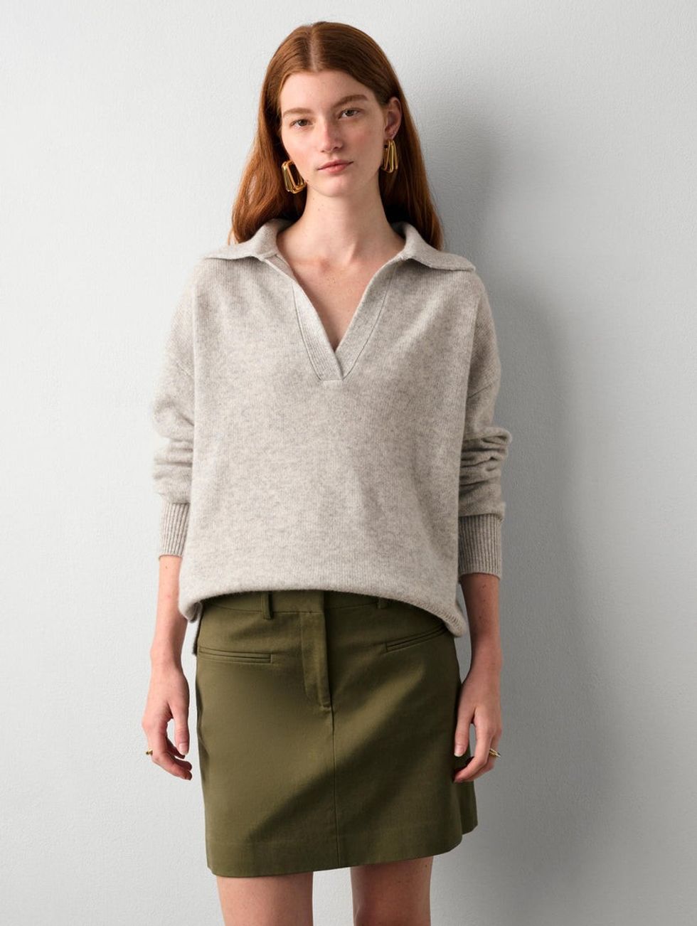 White + Warren Cashmere Polo Sweater