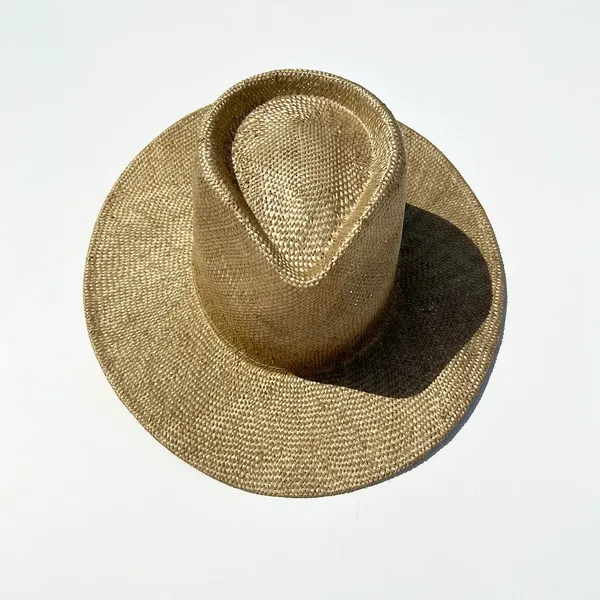 wide-brimmed straw hat