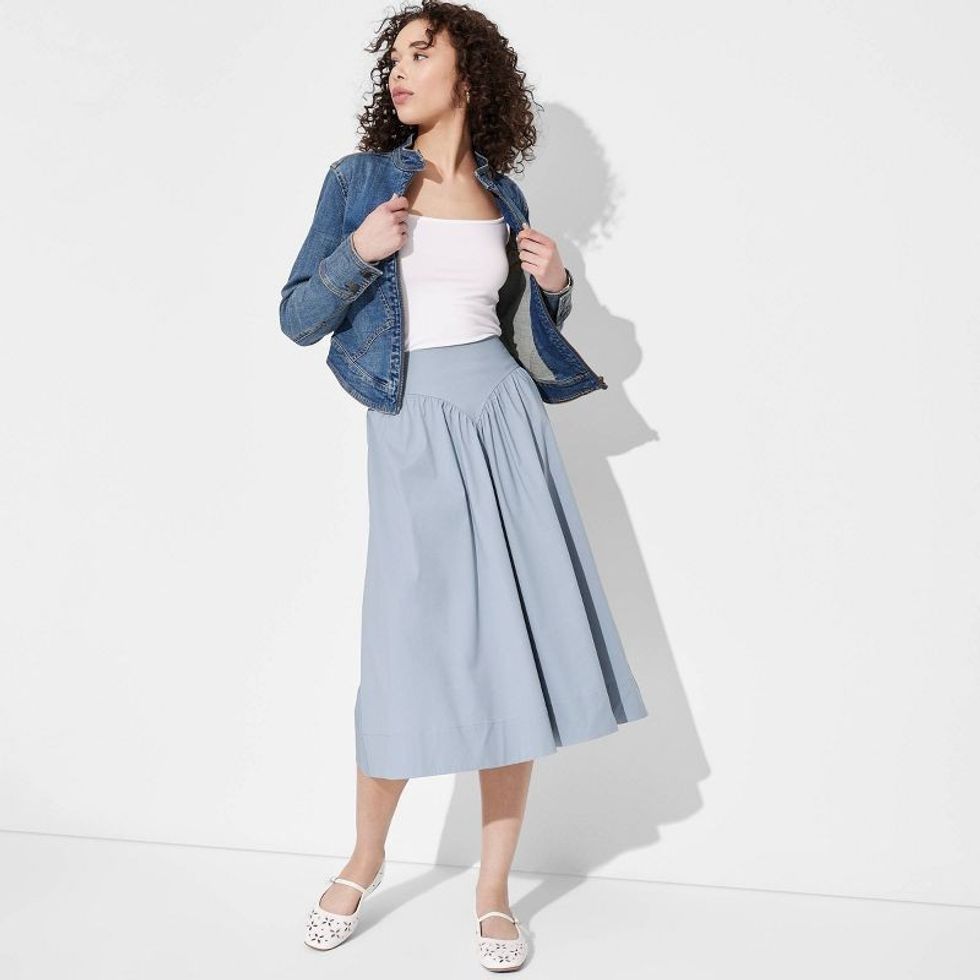 Wild Fable Basque Waist Midi Skirt