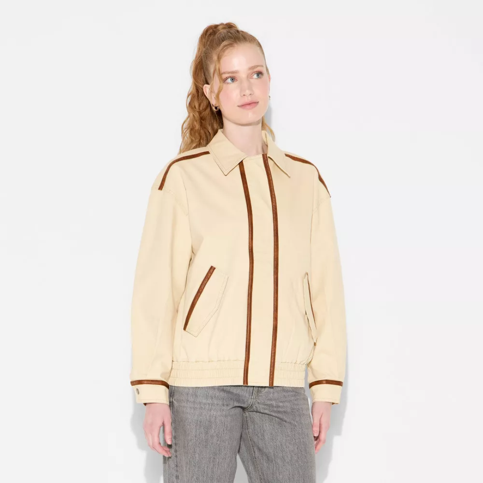 Wild Fable Canvas Faux Leather Trim Bomber Jacket