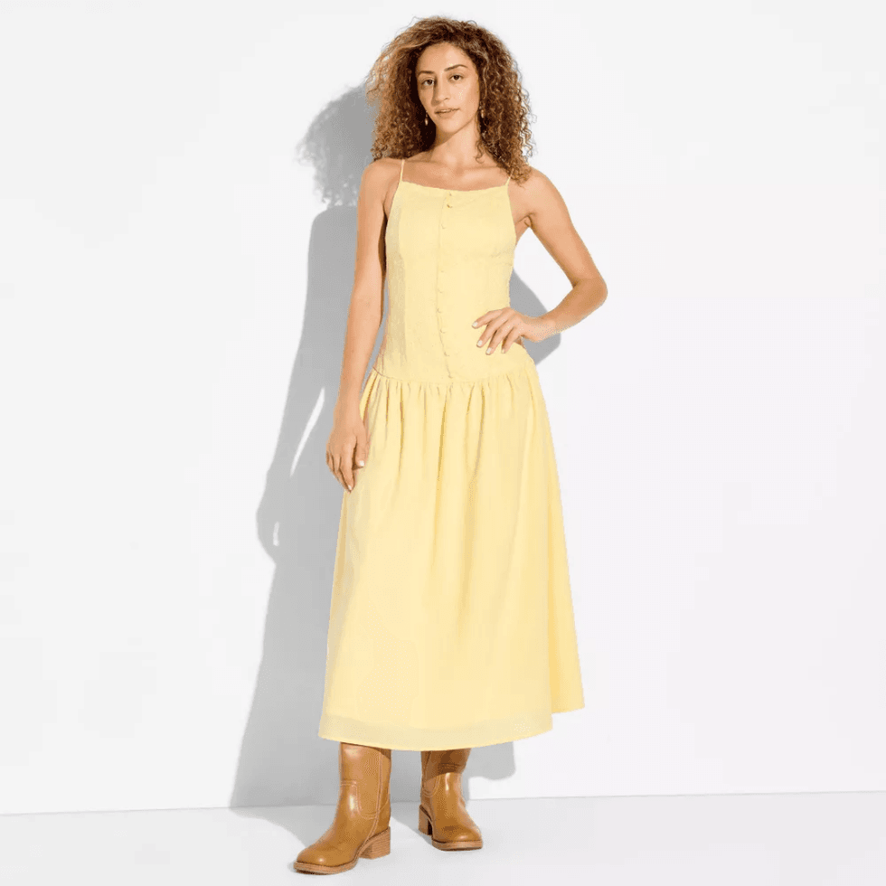 Wild Fable High Neck Dropped Waist Midi A-Line Dress