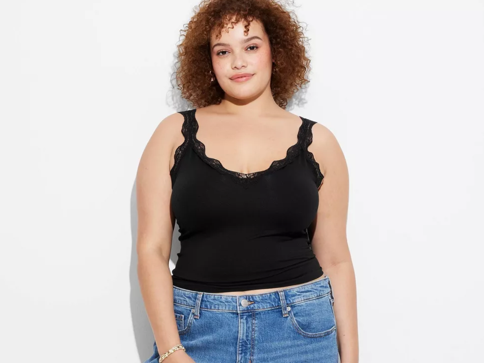 Wild Fable Lace Trim Seamless Jersey Tank Top