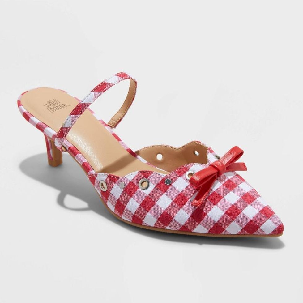 Wild Fable Lysandra Gingham Eyelet Kitten Heels