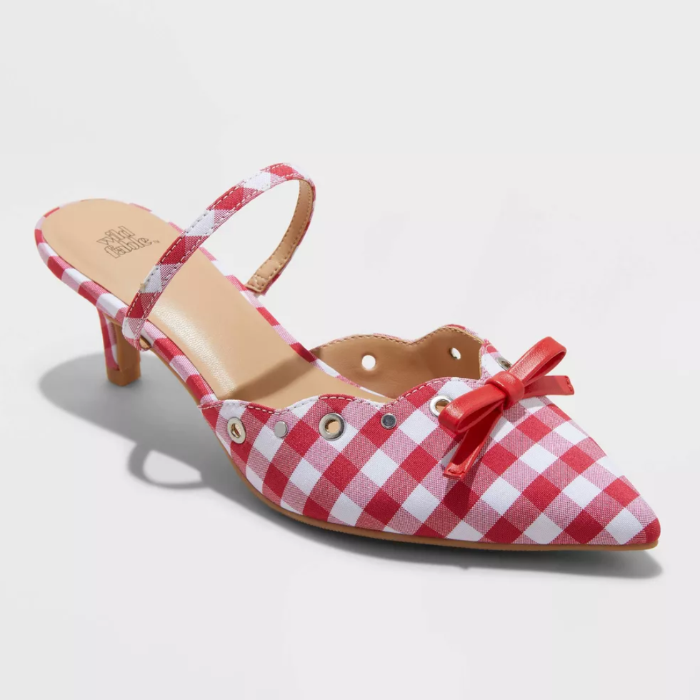 Wild Fable Lysandra Gingham Eyelet Kitten Heels