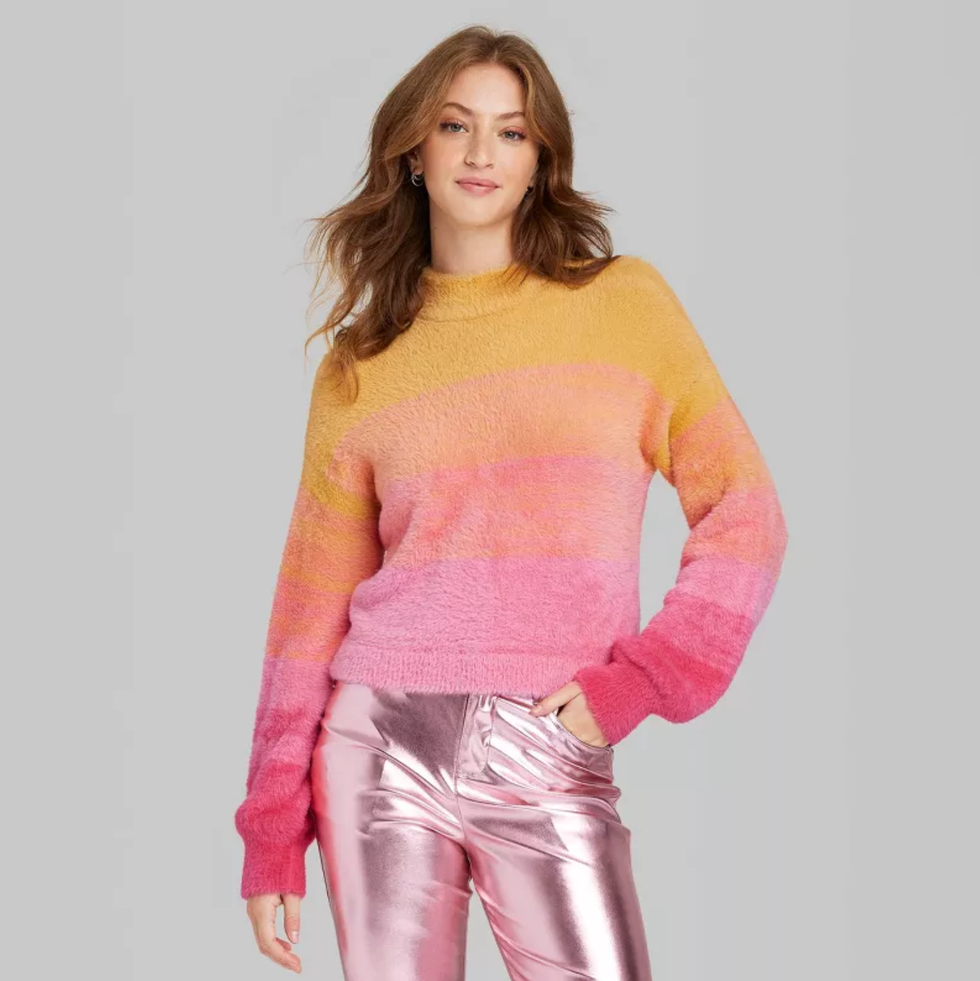 Wild Fable Mock Turtleneck Fuzzy Boxy Pullover Sweater