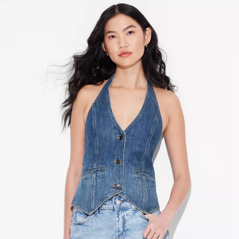 Wild Fable Open-Back Halter Denim Vest