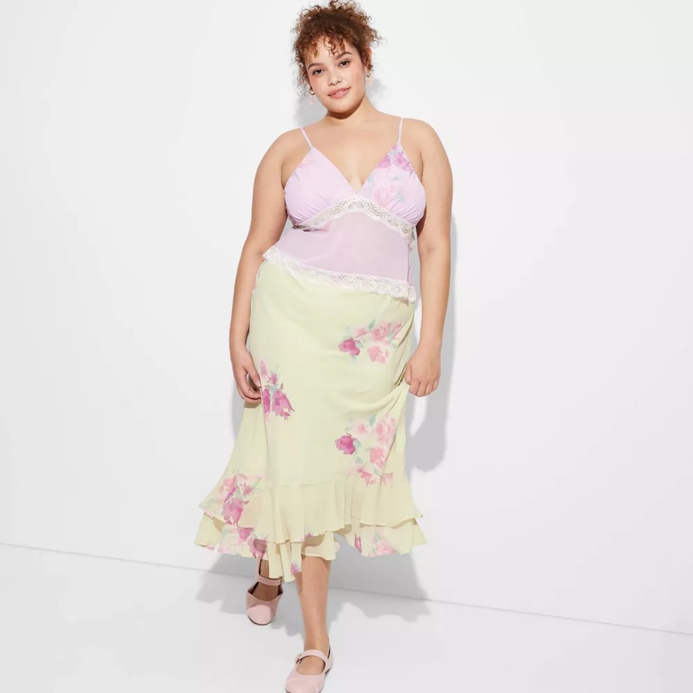 Wild Fable Ruffle Midi A-Line Skirt