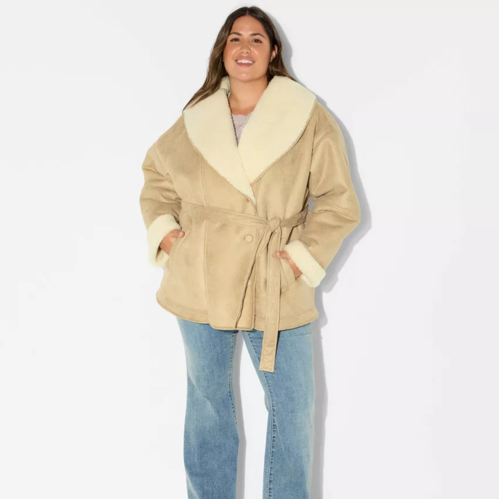 Wild Fable Shawl Collar Shearling Coat