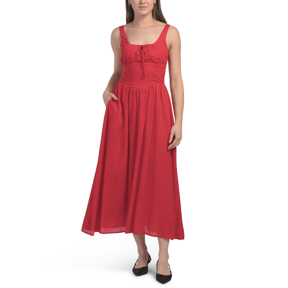 Wishlist Basque Waist Linen Blend Maxi Dress