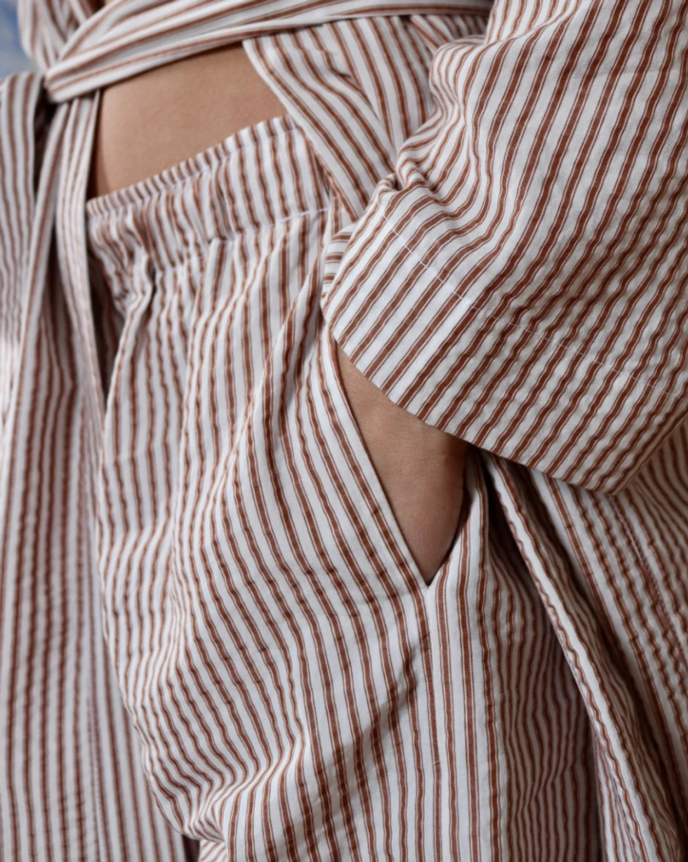 Wolf & Badger Homebody Short in Rust Stripe Seersucker