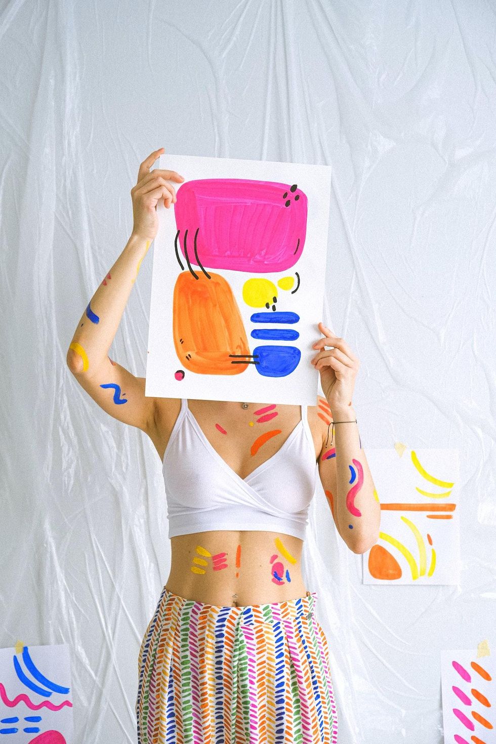 woman doing colorful art