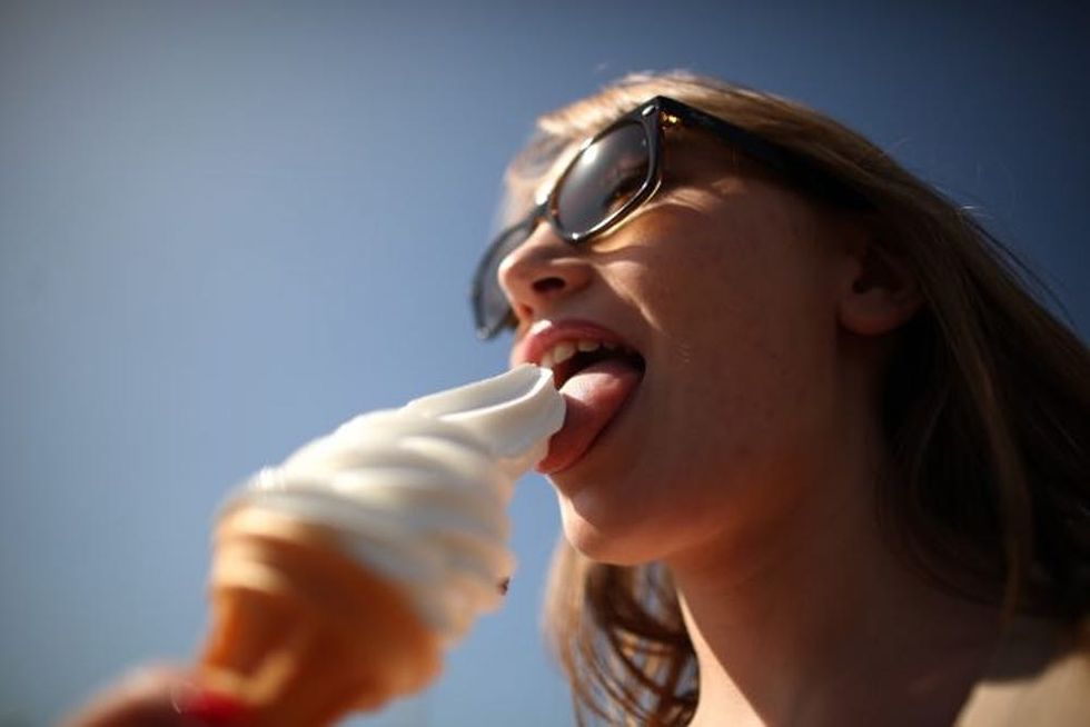 woman eating ice cream