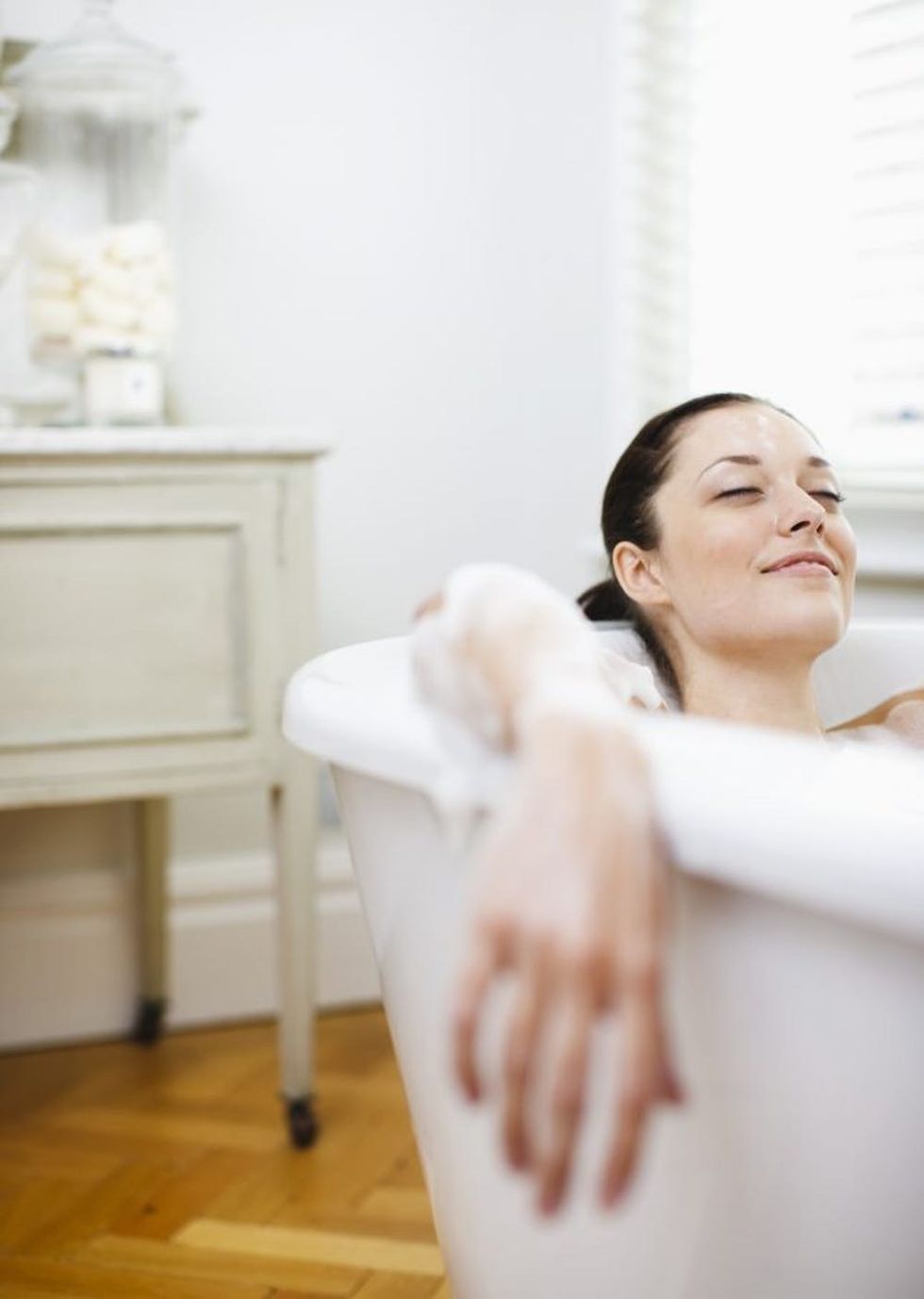 Woman enjoying bubble bath
