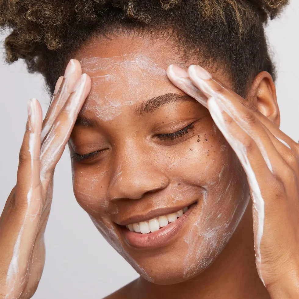 woman exfoliating