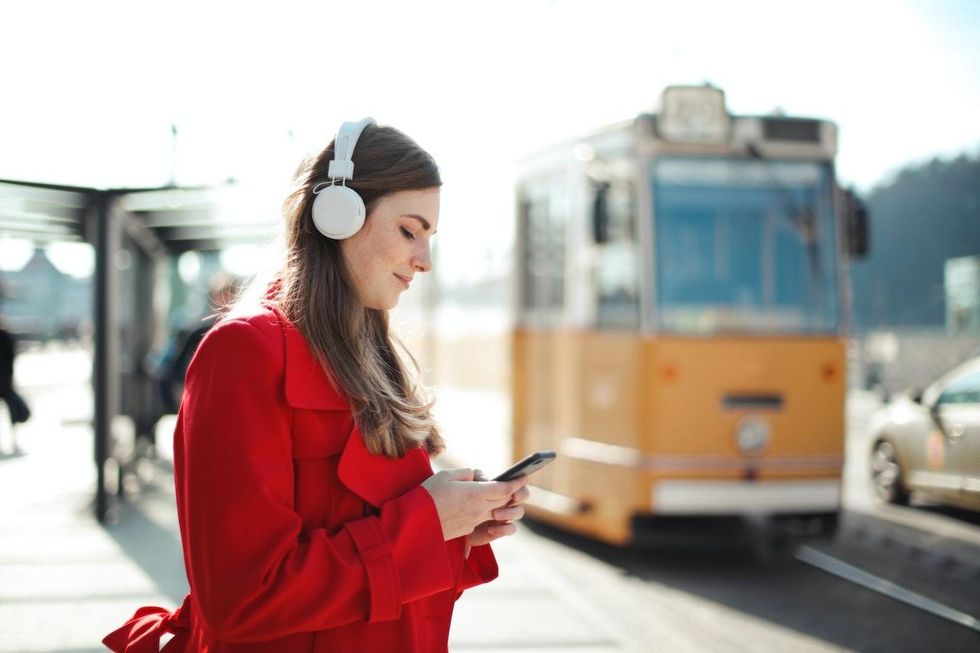woman waiting for train