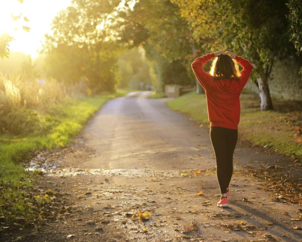 woman walking outside