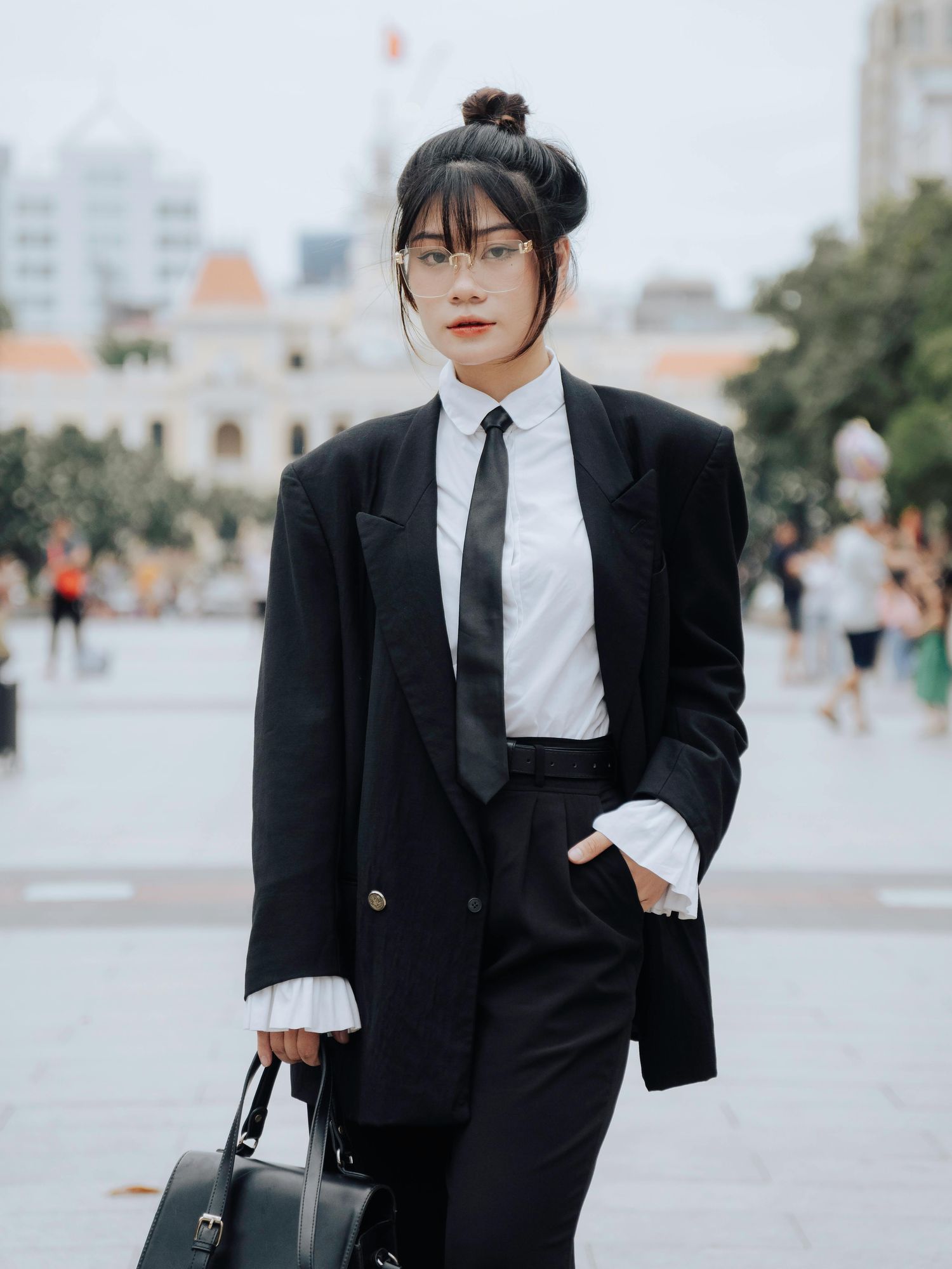 woman wearing a necktie