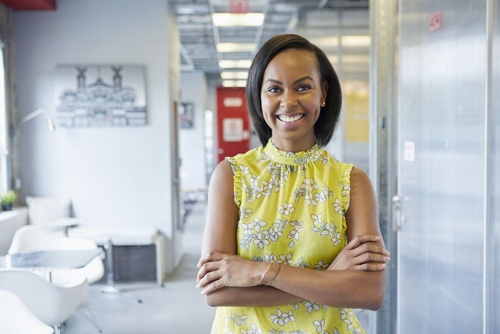 Woman wearing business casual attire