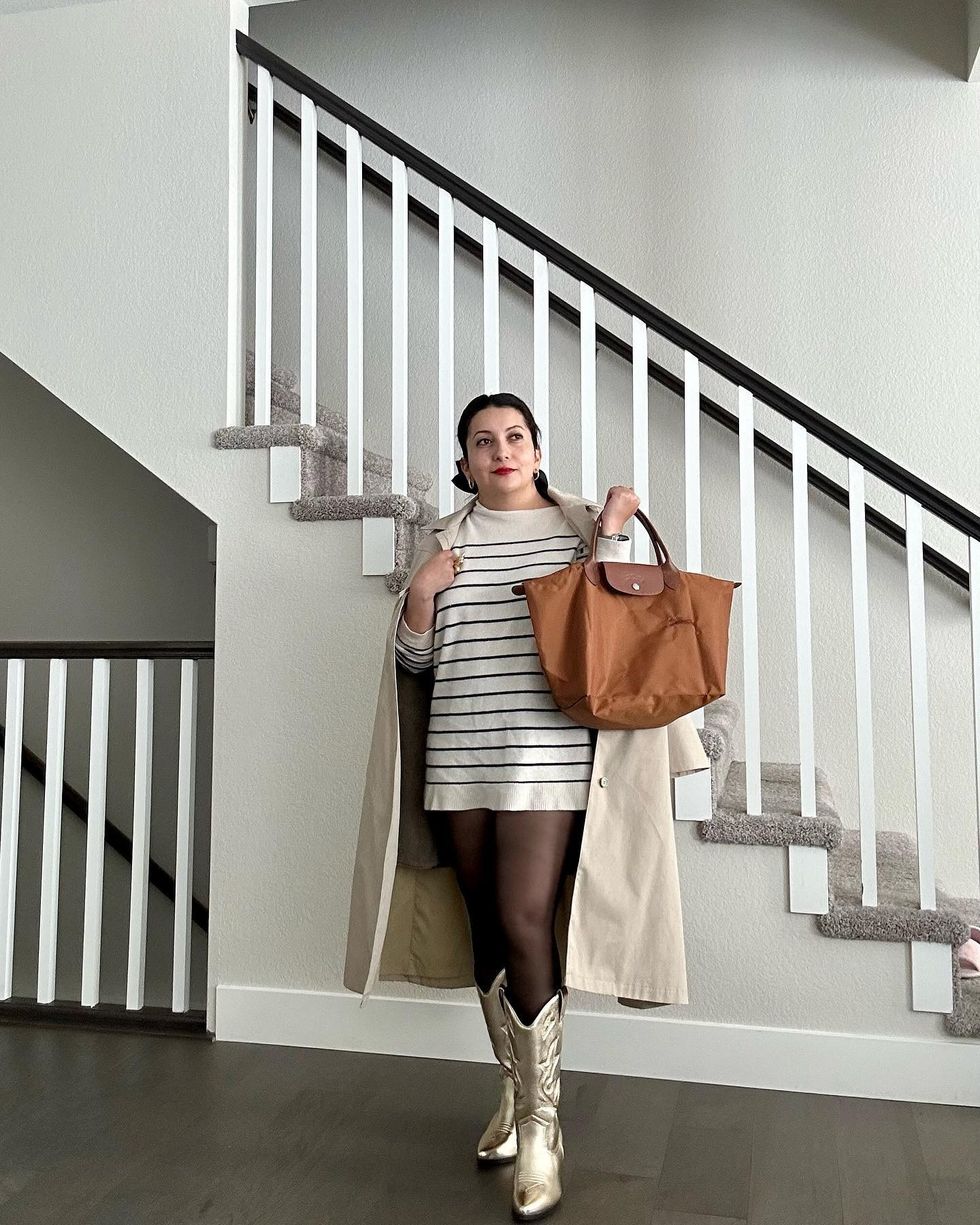 woman wearing the no pants trend