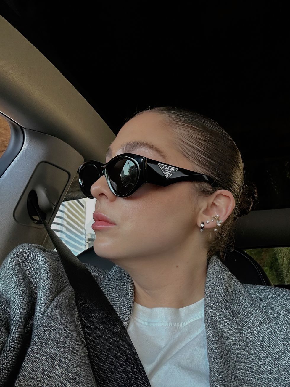 woman with a slicked back bun