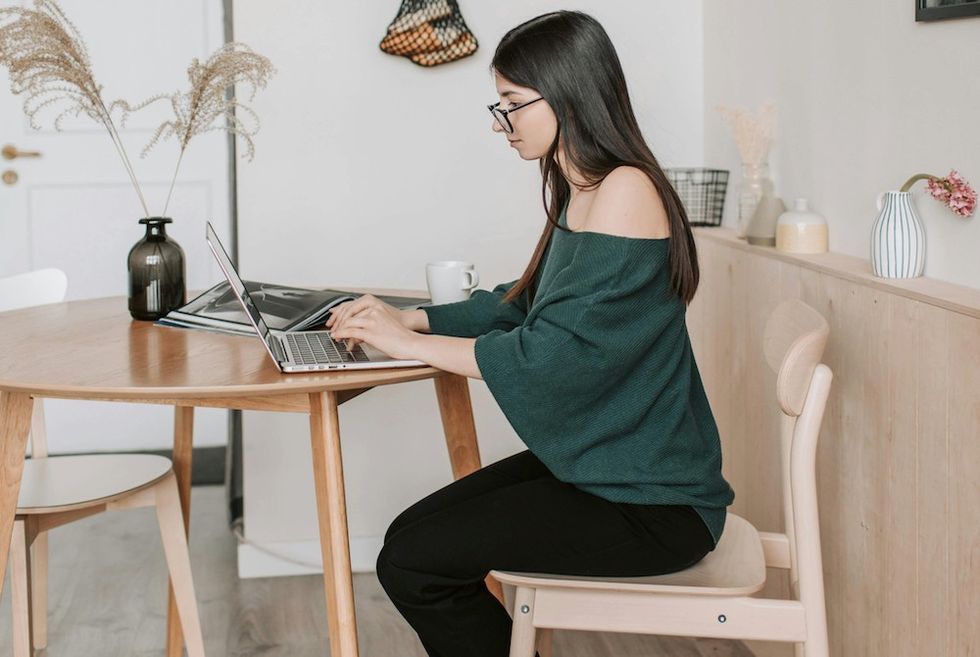 woman working from home