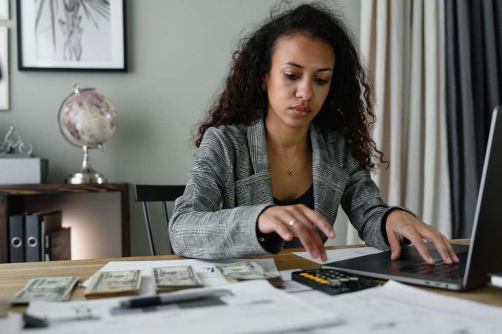 woman working on a budget